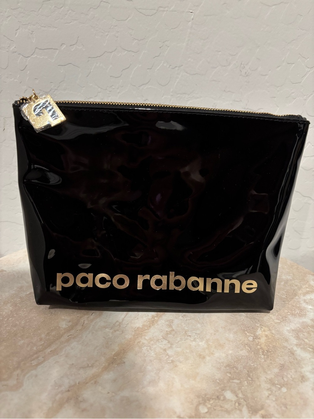 Paco Rabanne Black Glossy Cosmetic Pouch